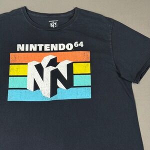 Nintendo 64 T Shirt Size Large Black Graphic Tee N64 Retro Gaming Logo